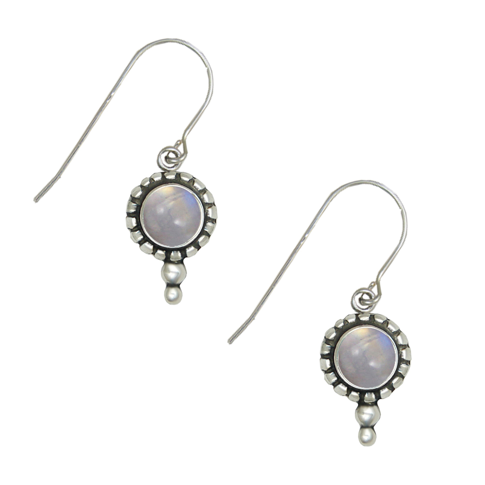 Sterling Silver Little Rainbow Moonstone Gemstone Drop Dangle Earrings